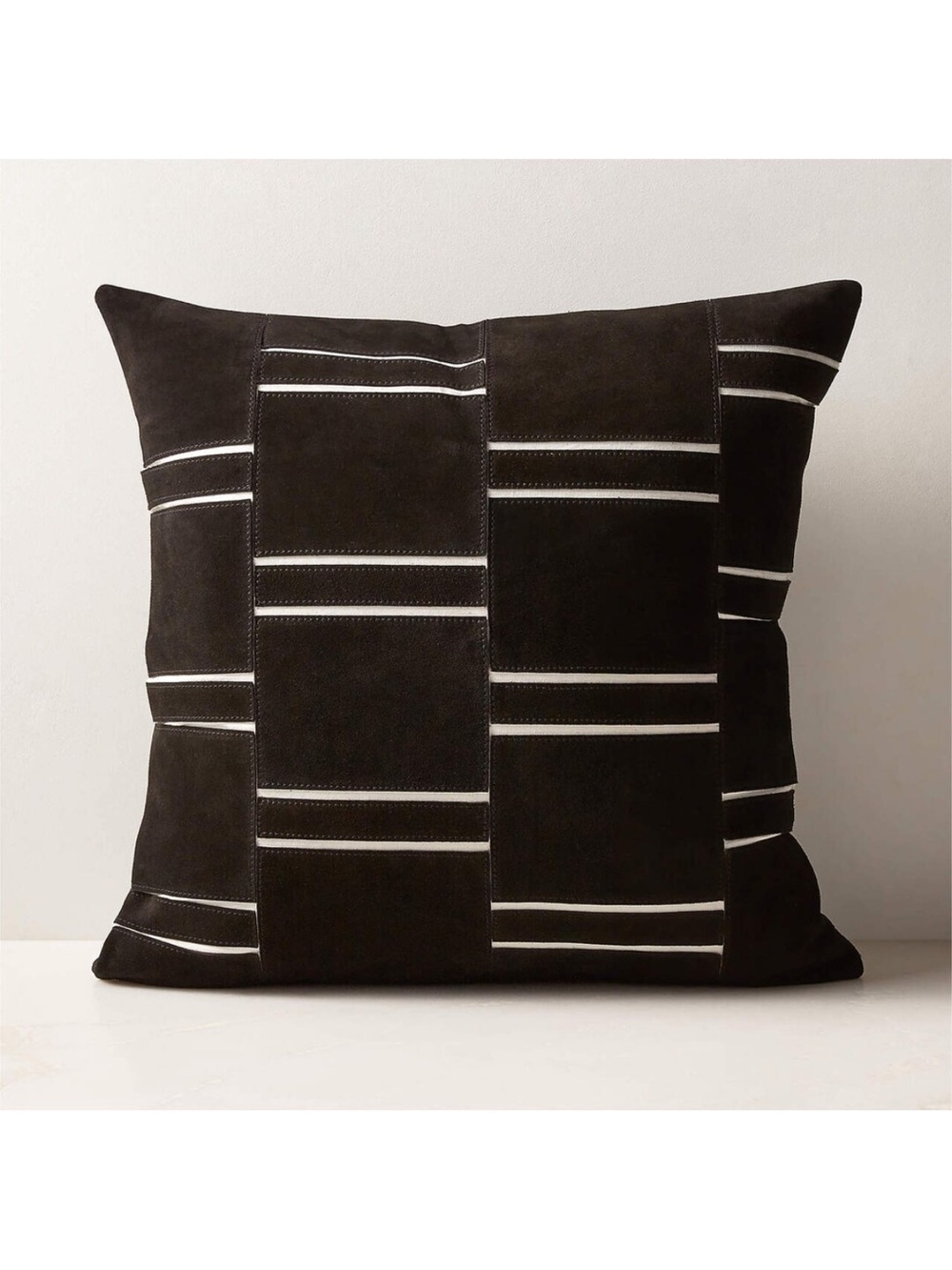 CB2 Keene Suede Black & White Throw Pillow Case